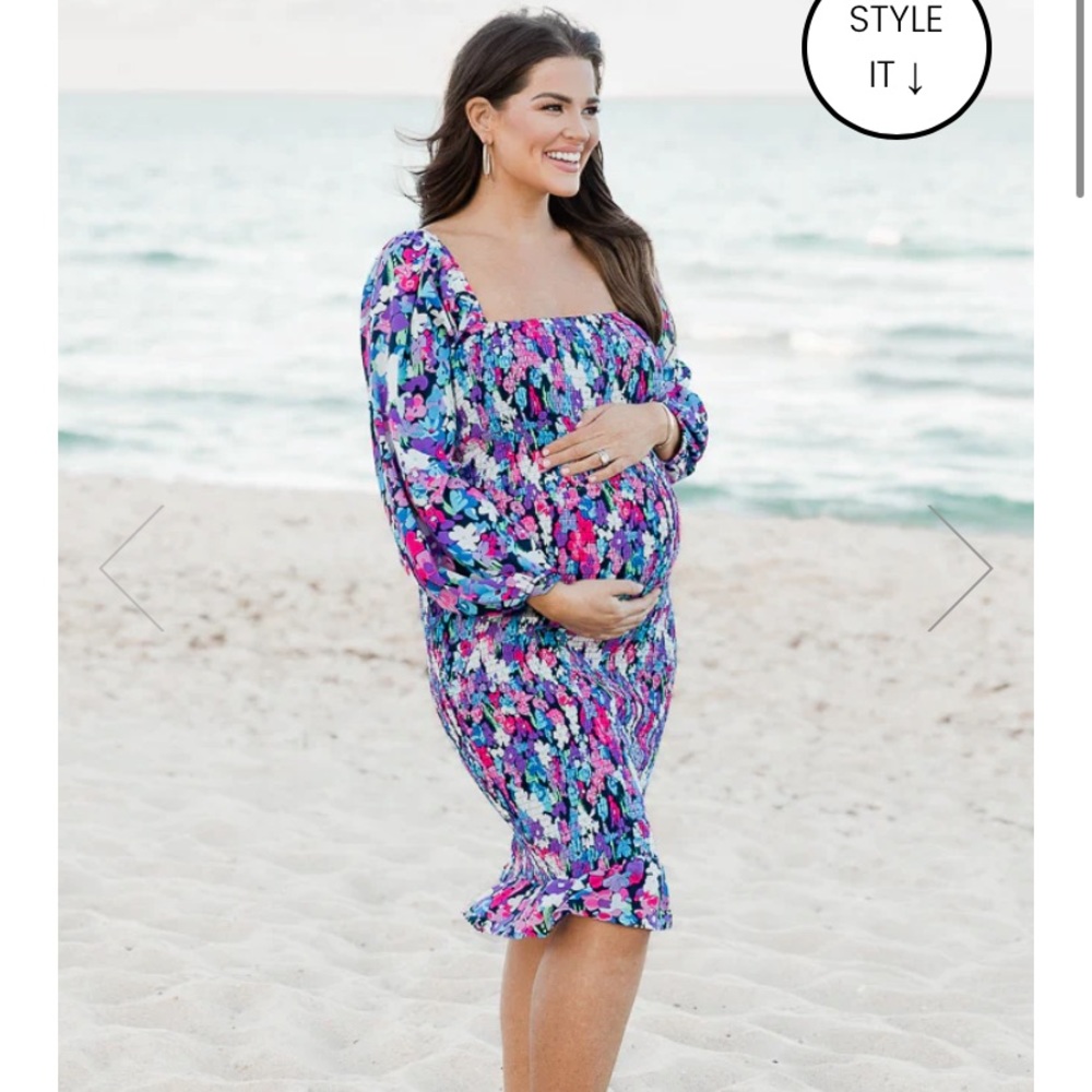 pink lily x natalie kennedy smocked floral dress